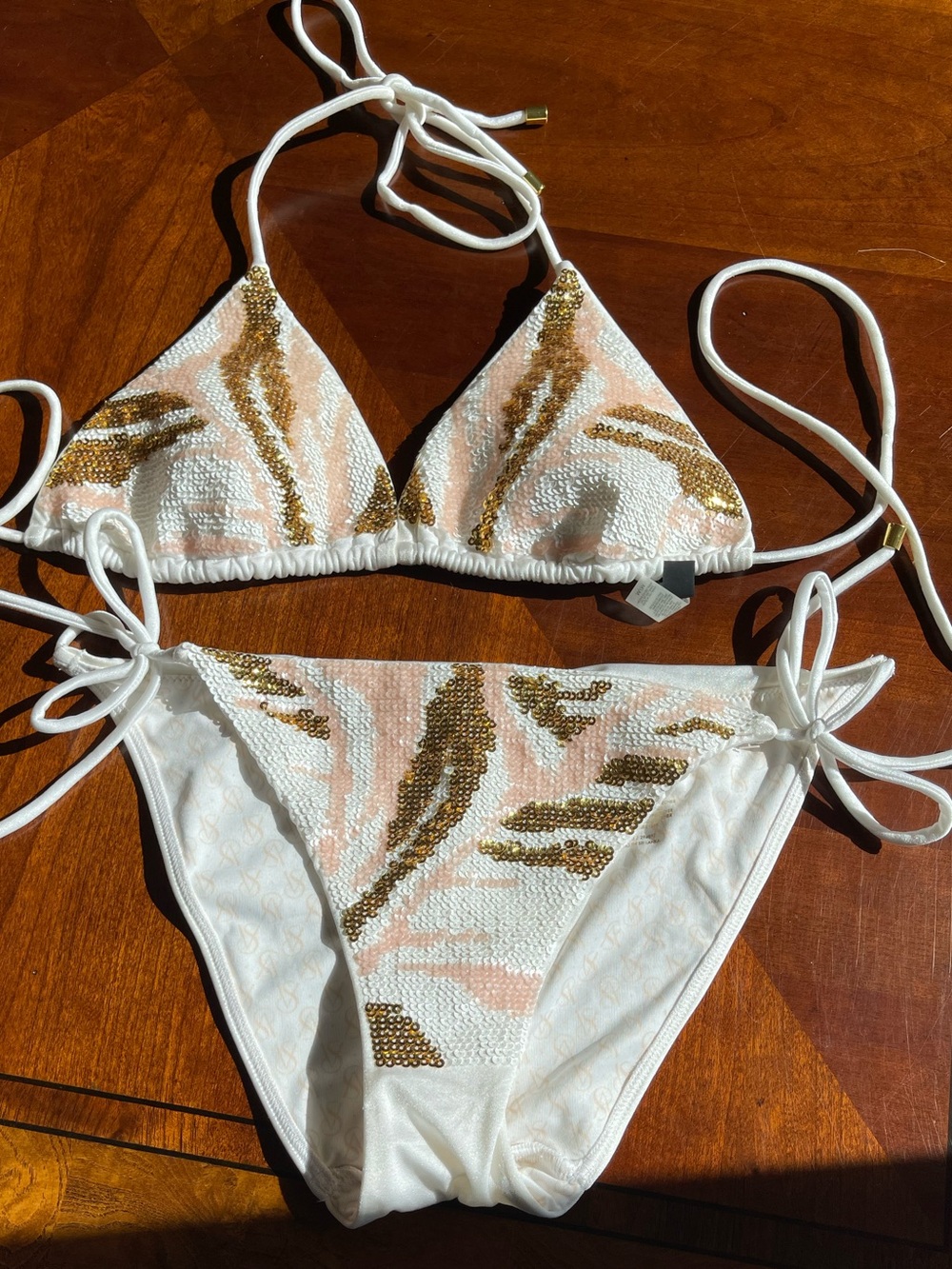 NWOT all sequin bridal Shower bikini by Victoria Secret M set